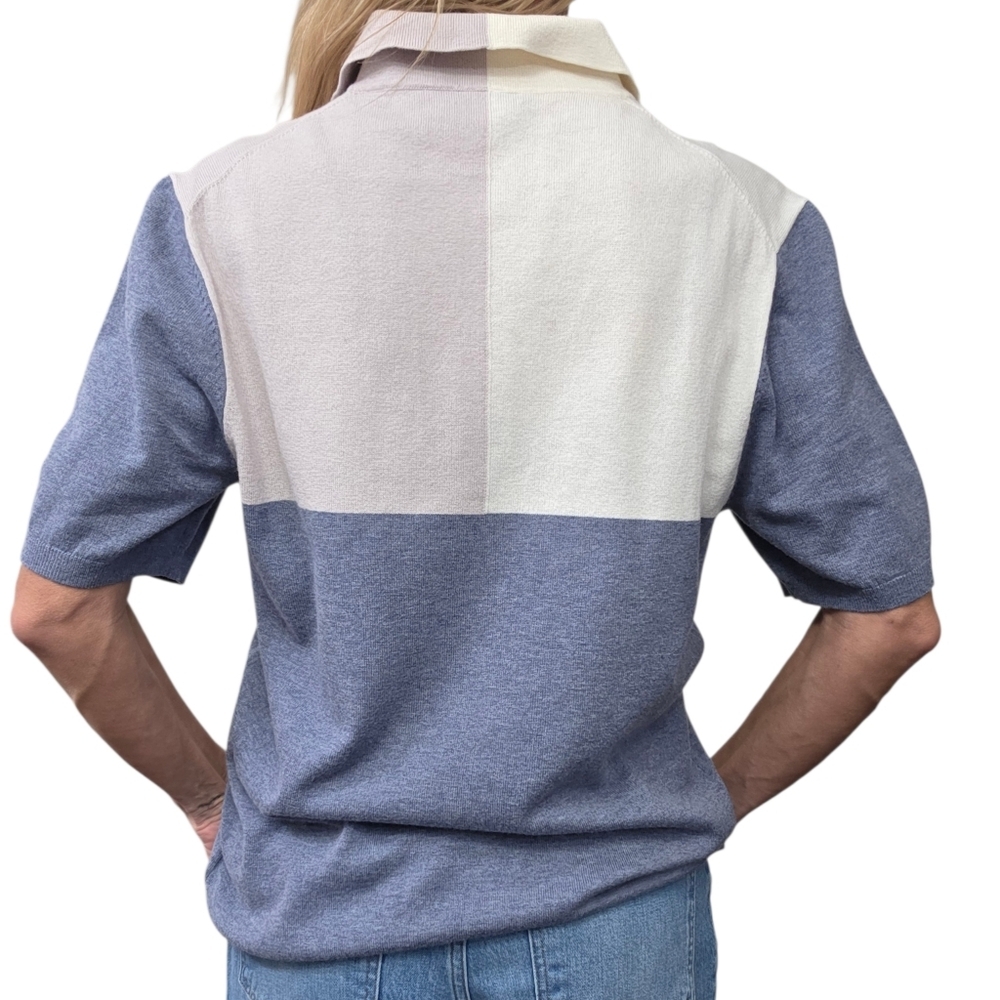 Reiss 1/4 Zip Polo Sweater Wool Blend Colorblock Size M - Picture 3 of 11